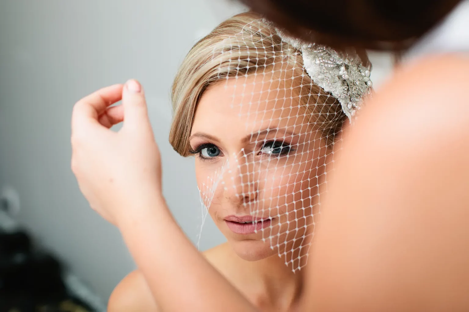 A relaxed wedding portrait in soft, natural light