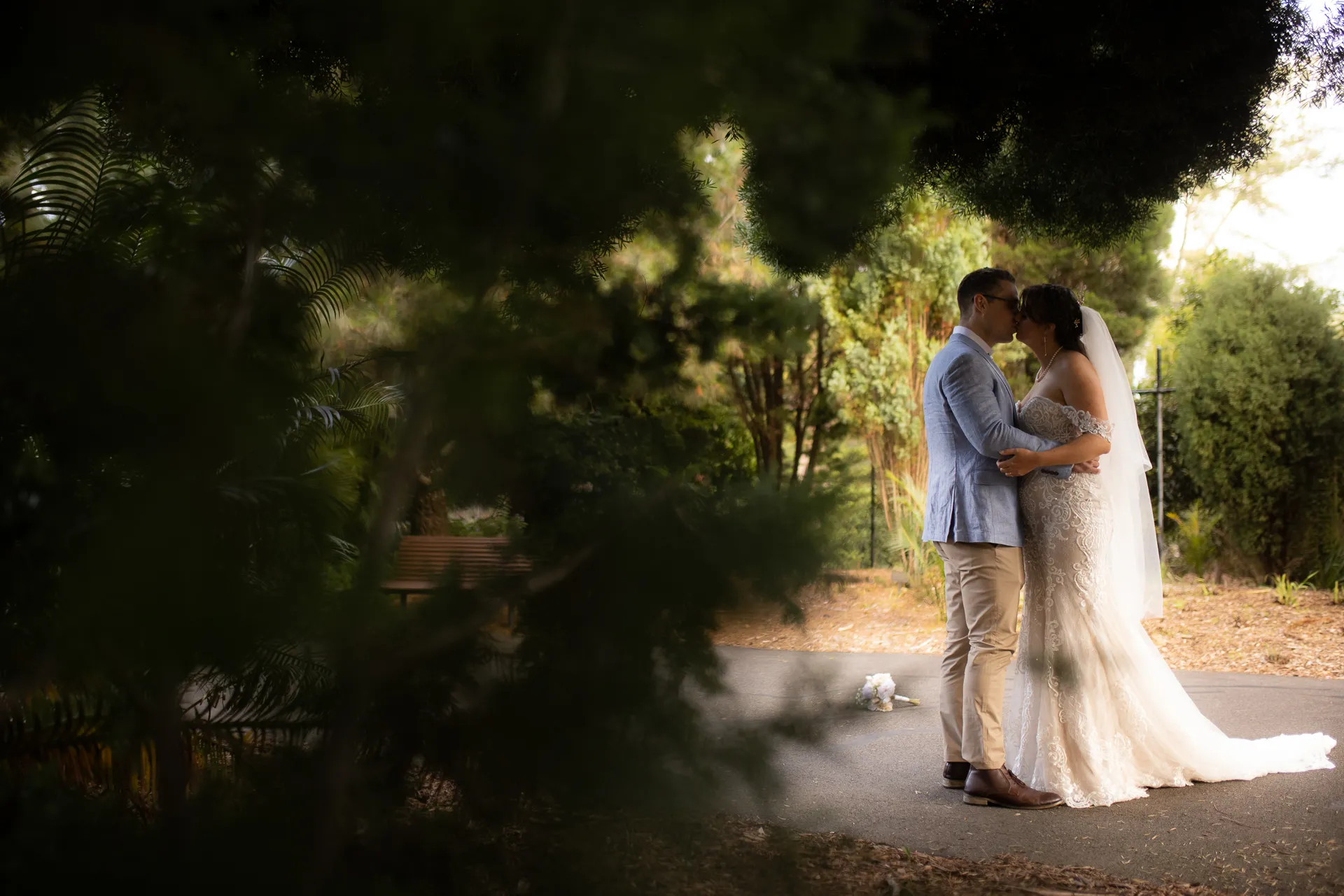 Clare and Tom sharing a quiet moment on their wedding day